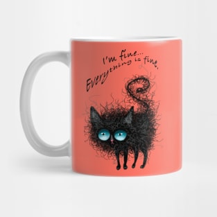 Scruffy Funny Black Cat Mug